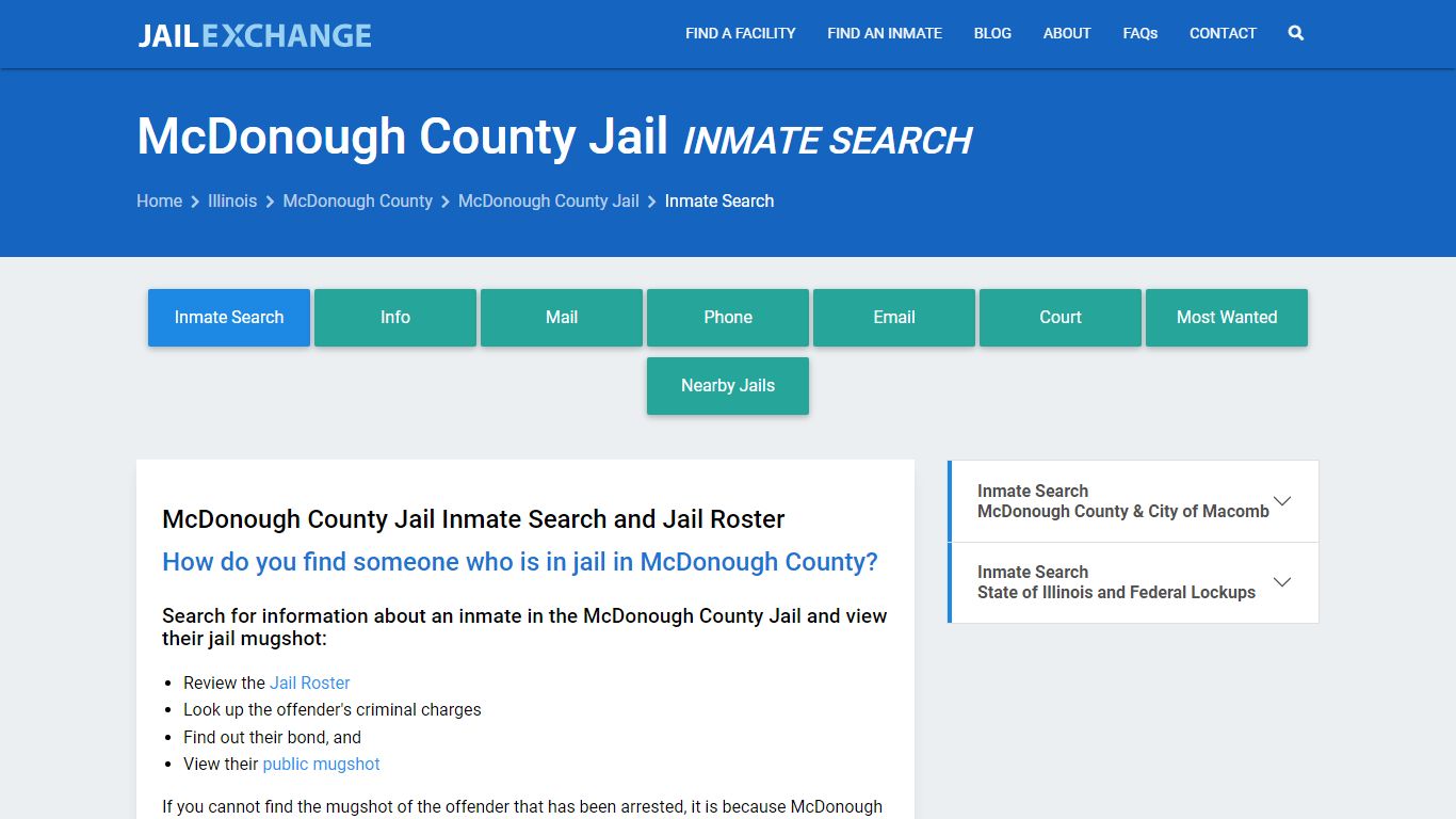 McDonough County Jail Inmate Search - Jail Exchange