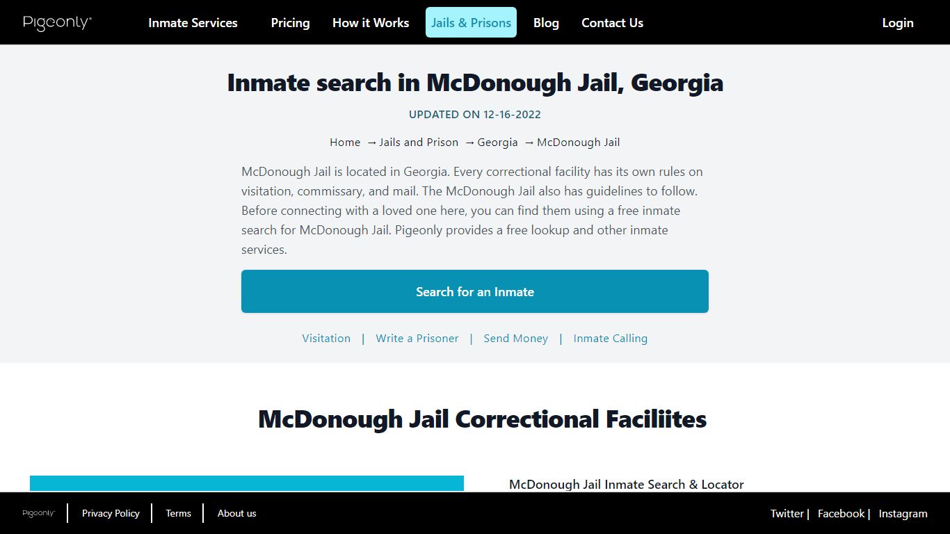 Inmate Search McDonough Jail, Georgia | Pigeonly